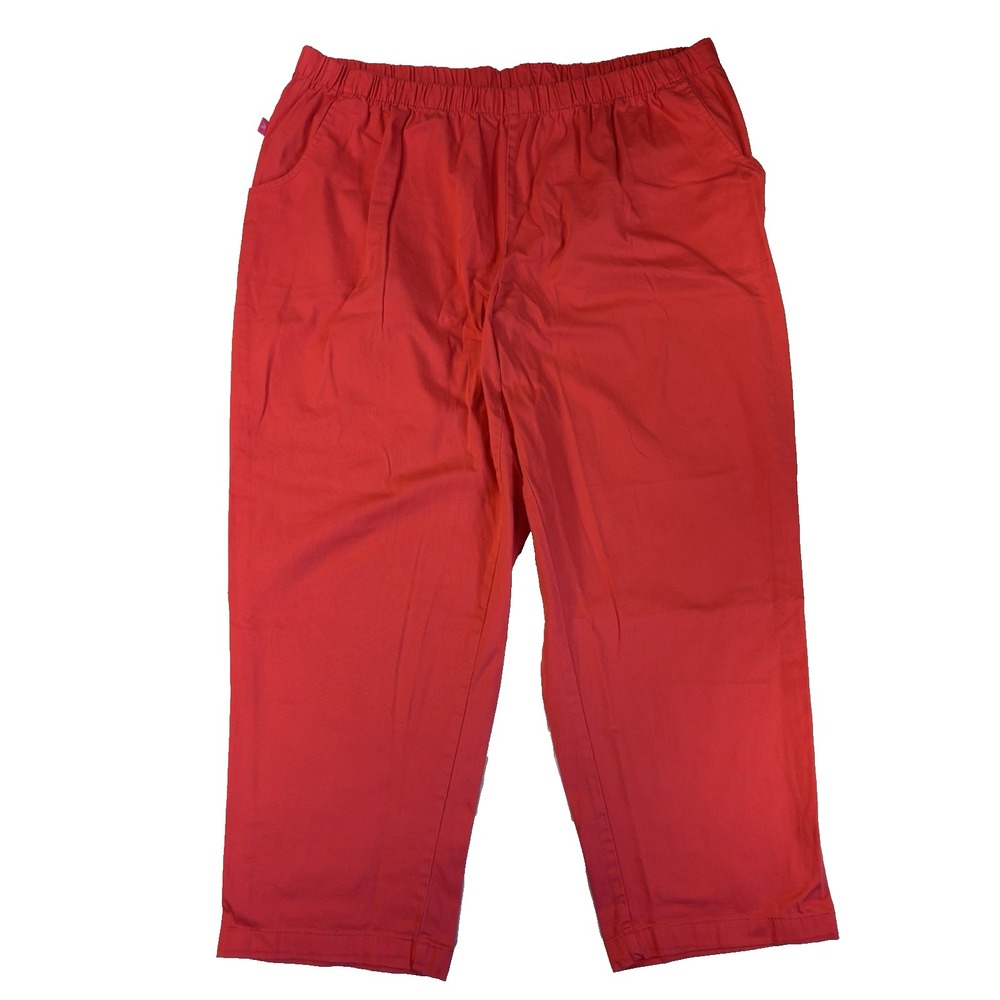 Woman Within 28WP Coral Pull On Comfort Ankle Pants Coastal Spring Everyday